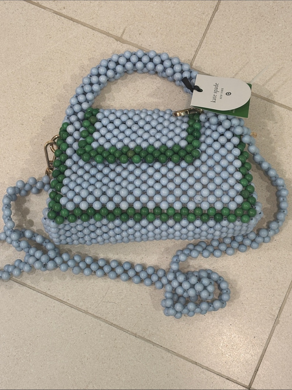 kate spade for Target Light Blue and Green Beaded Mini Top-Handle Bag